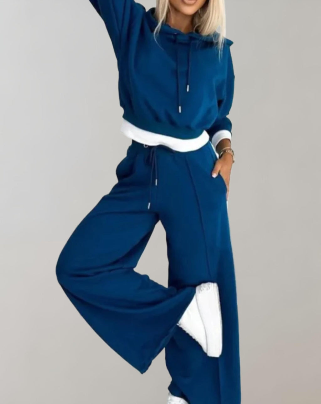 Tuta Due Pezzi Donna Felpa con Cappuccio Casual Pantaloni Larghi Morbidi Confortevoli Casual Chic Relax Quotidiano Weekend – Ninova