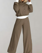 Tuta Due Pezzi Donna Felpa con Cappuccio Casual Pantaloni Larghi Morbidi Confortevoli Casual Chic Relax Quotidiano Weekend – Ninova