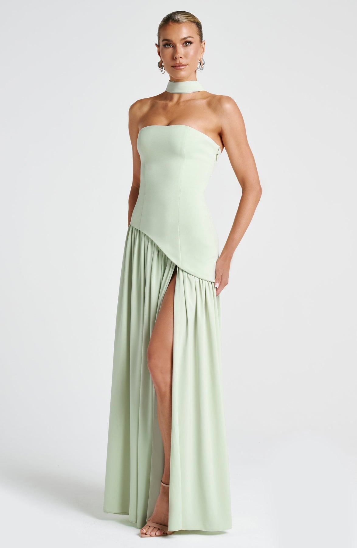 Robe Longue Élegante Sans Manches pour Femmes Ajustée Fendue Formelle Soirée Mariage Invité Sophistiquée – Mya