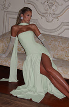 Robe Longue Élegante Sans Manches pour Femmes Ajustée Fendue Formelle Soirée Mariage Invité Sophistiquée – Mya