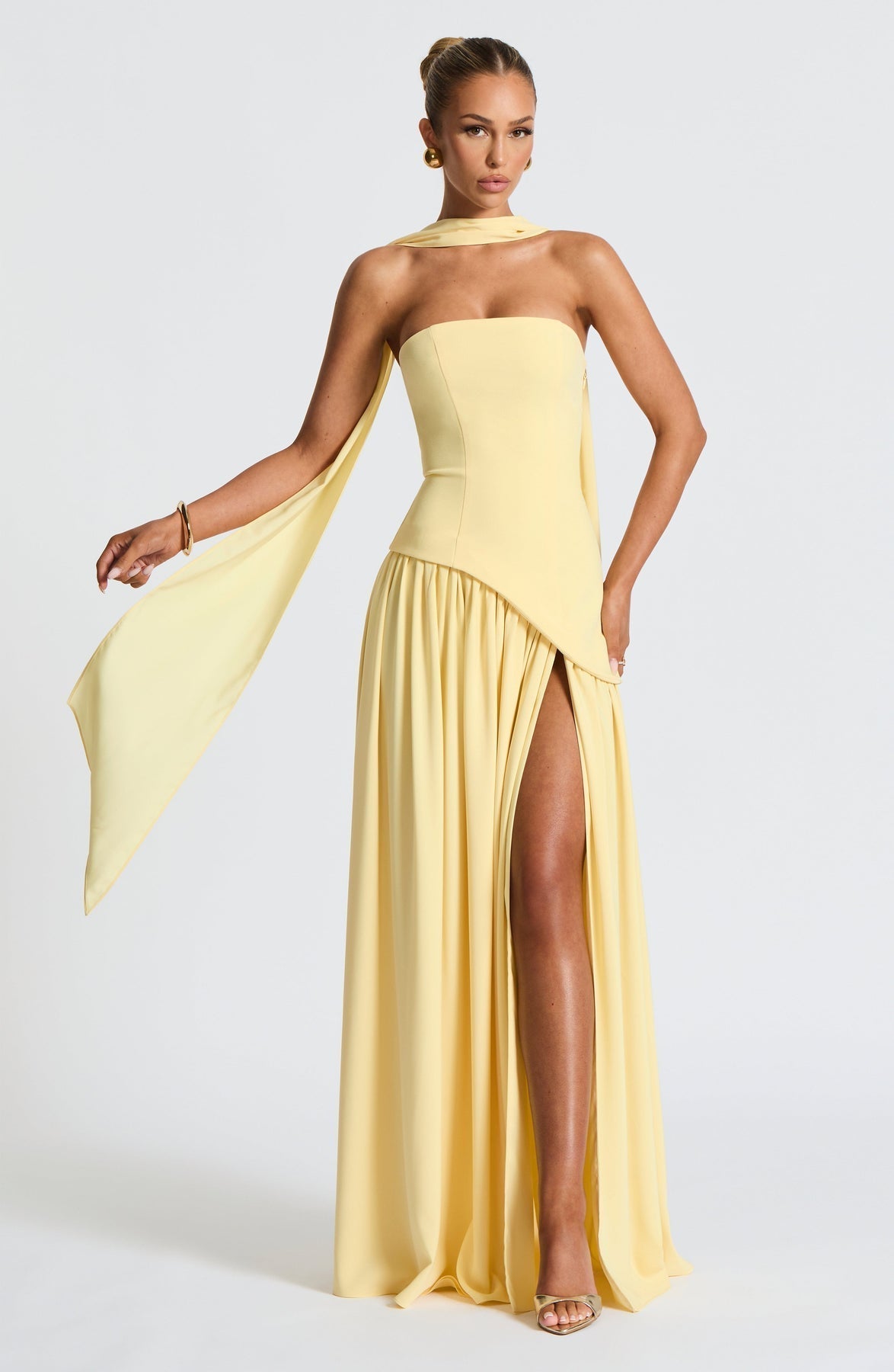 Robe Maxi Élegante Sans Manches pour Femmes Ajustée Fendue Formelle Soirée Mariage Invité Sophistiquée – Mya