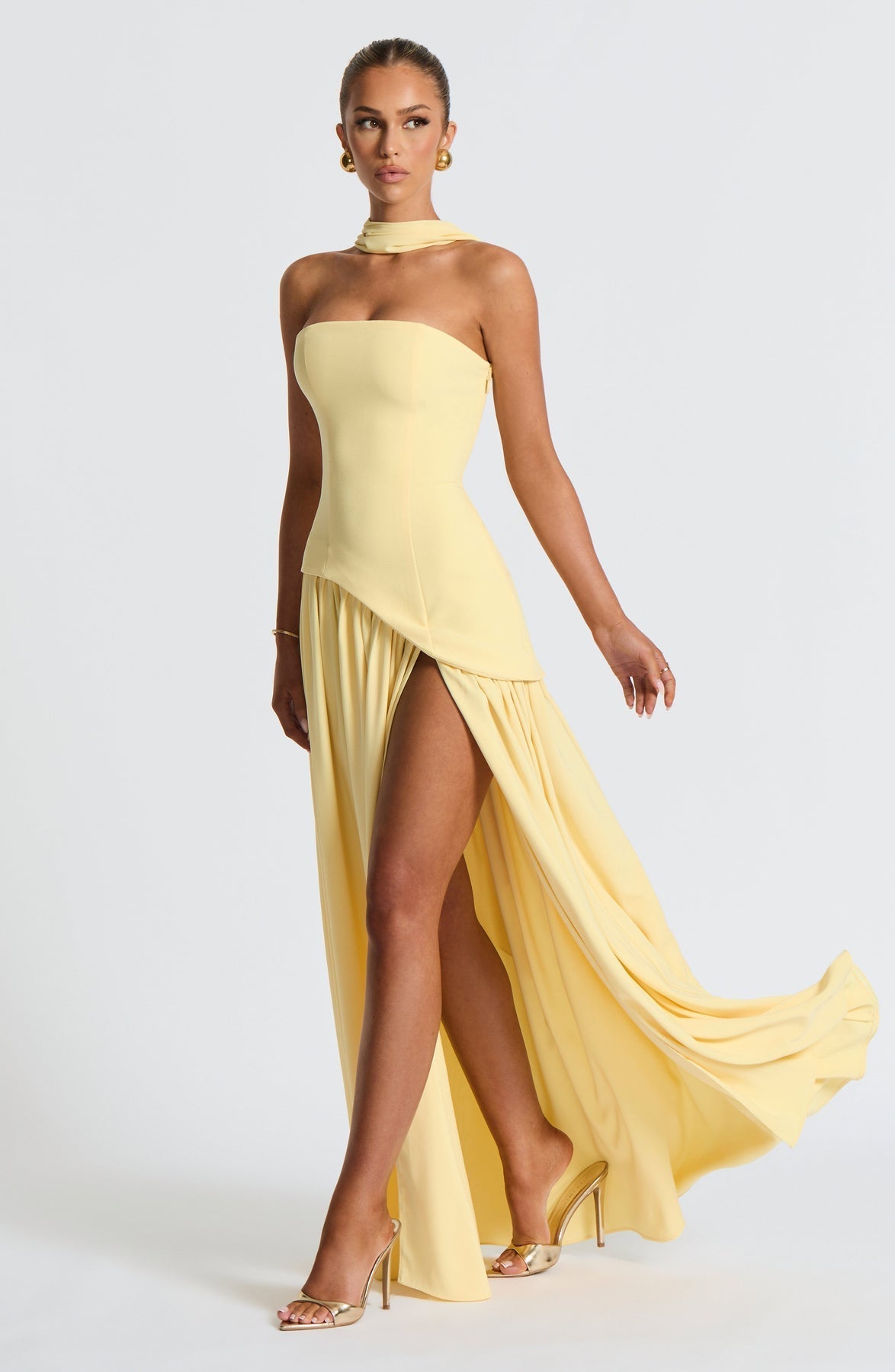 Robe Longue Élegante Sans Manches pour Femmes Ajustée Fendue Formelle Soirée Mariage Invité Sophistiquée – Mya