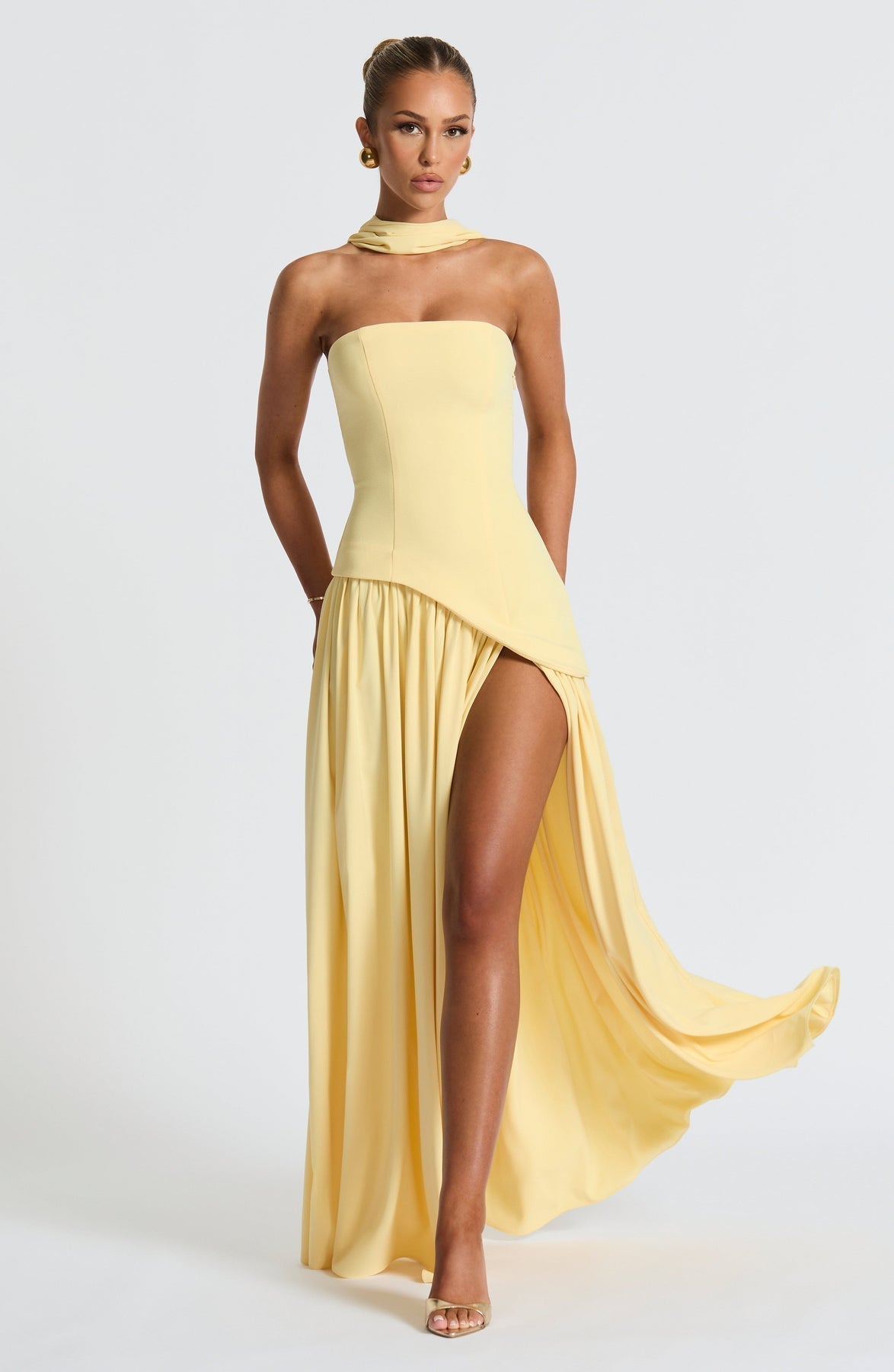 Robe Longue Élegante Sans Manches pour Femmes Ajustée Fendue Formelle Soirée Mariage Invité Sophistiquée – Mya