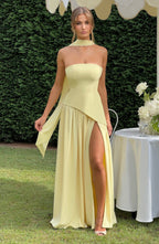 Robe Longue Élegante Sans Manches pour Femmes Ajustée Fendue Formelle Soirée Mariage Invité Sophistiquée – Mya