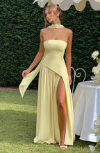 Robe Longue Élegante Sans Manches pour Femmes Ajustée Fendue Formelle Soirée Mariage Invité Sophistiquée – Mya
