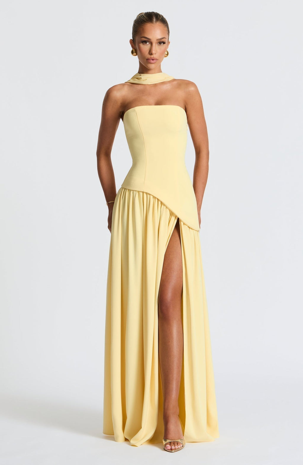 Robe Longue Élegante Sans Manches pour Femmes Ajustée Fendue Formelle Soirée Mariage Invité Sophistiquée – Mya