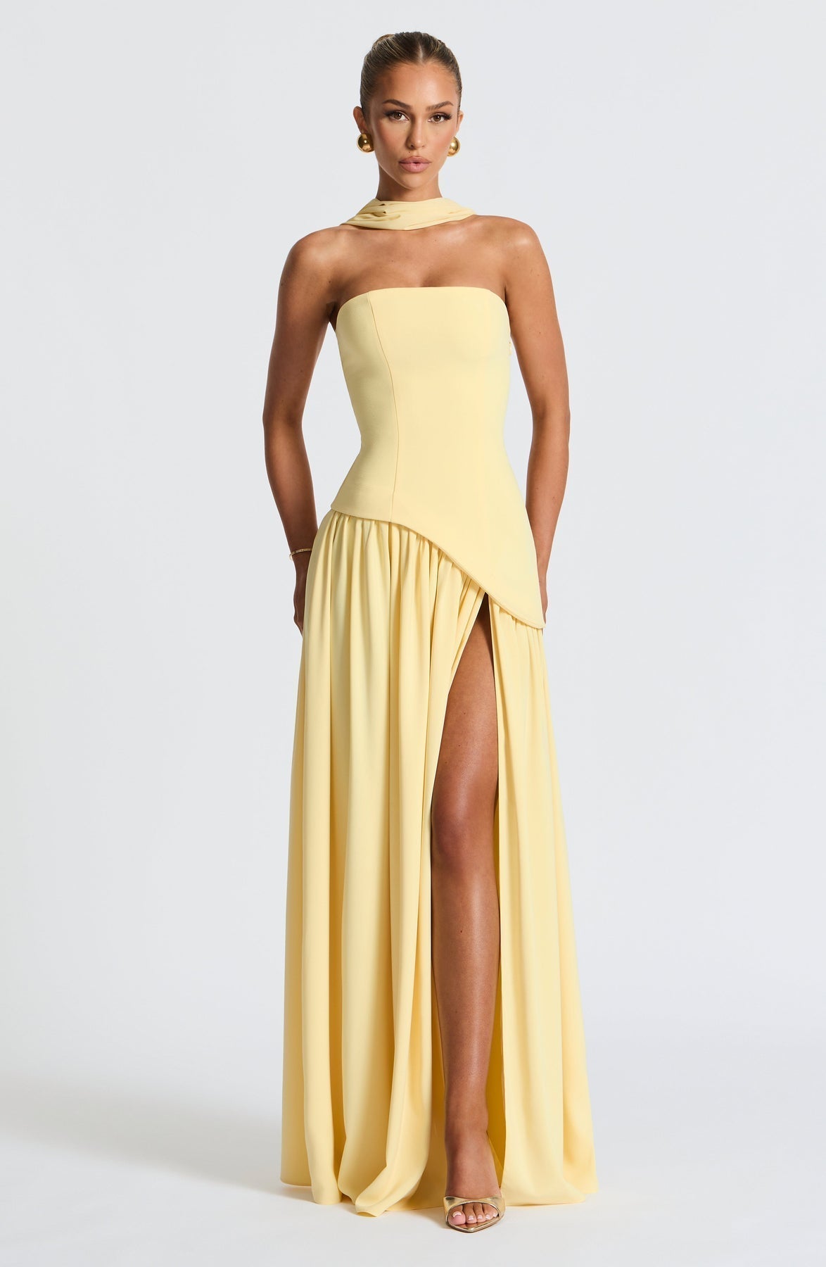 Robe Longue Élegante Sans Manches pour Femmes Ajustée Fendue Formelle Soirée Mariage Invité Sophistiquée – Mya