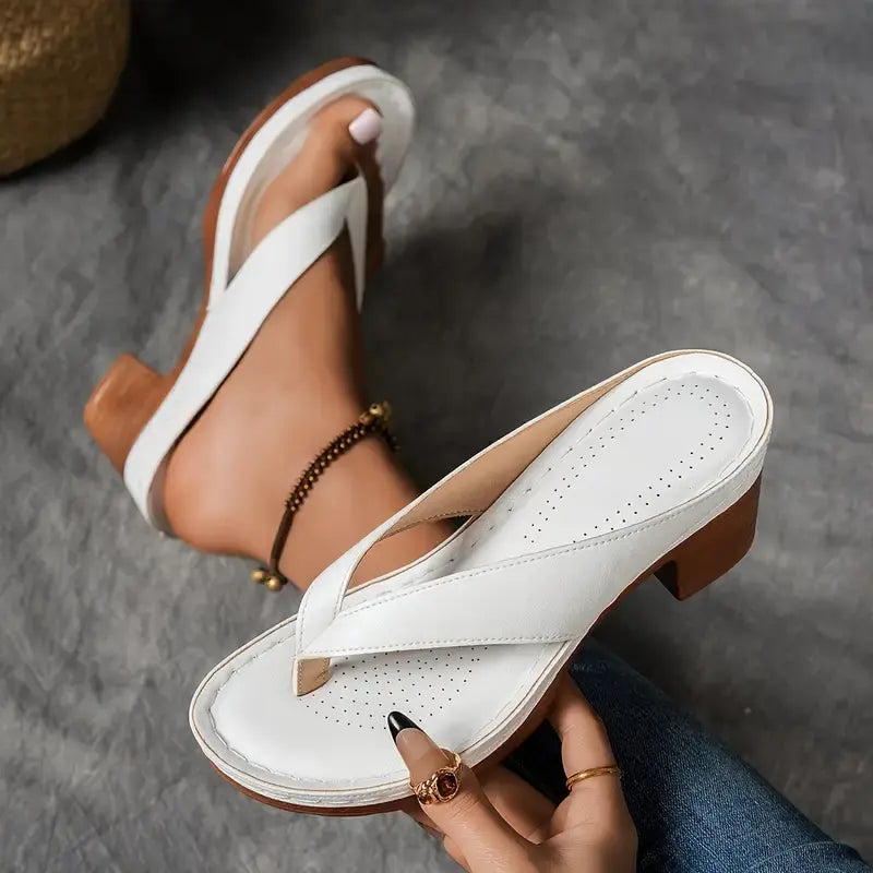 Zapatillas ortopédicas con tacón para mujer, abiertas en la parte delantera, con correa para el tobillo, amortiguación y soporte, casuales y elegantes – Marilyn