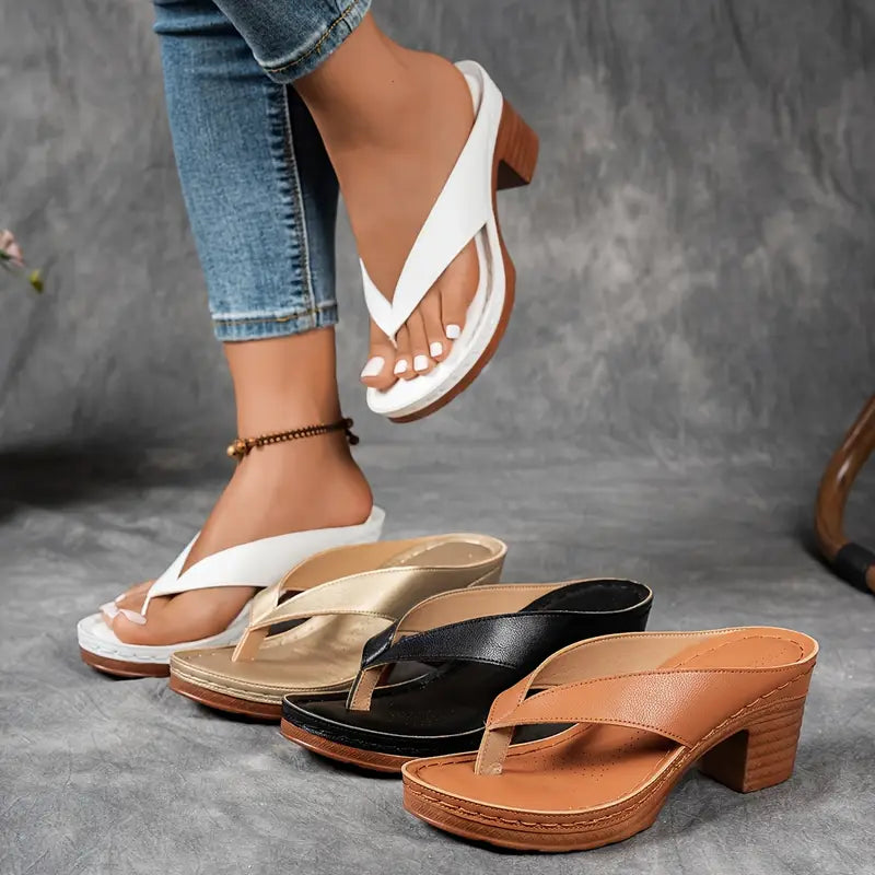 Orthopedische pantoffels met hak voor dames, open voorkant, enkelband, demping en ondersteuning, casual en elegant – Marilyn