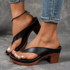 Orthopedische pantoffels met hak voor dames, open voorkant, enkelband, demping en ondersteuning, casual en elegant – Marilyn
