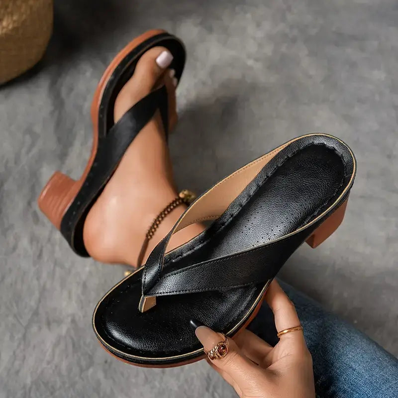 Zapatillas ortopédicas con tacón para mujer, abiertas en la parte delantera, con correa para el tobillo, amortiguación y soporte, casuales y elegantes – Marilyn