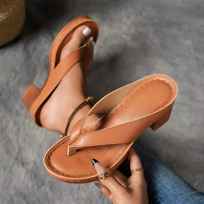 Zapatillas ortopédicas con tacón para mujer, abiertas en la parte delantera, con correa para el tobillo, amortiguación y soporte, casuales y elegantes – Marilyn