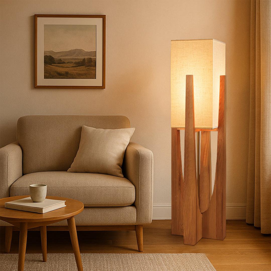 Lampe sur Pied en Bois Wabi-Sabi | Design Japonais