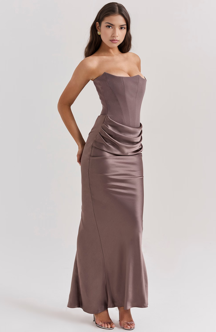 Robe de Soirée Longue Corset Sans Bretelles pour Femmes en Satin Élégante et Sculptante – Mia