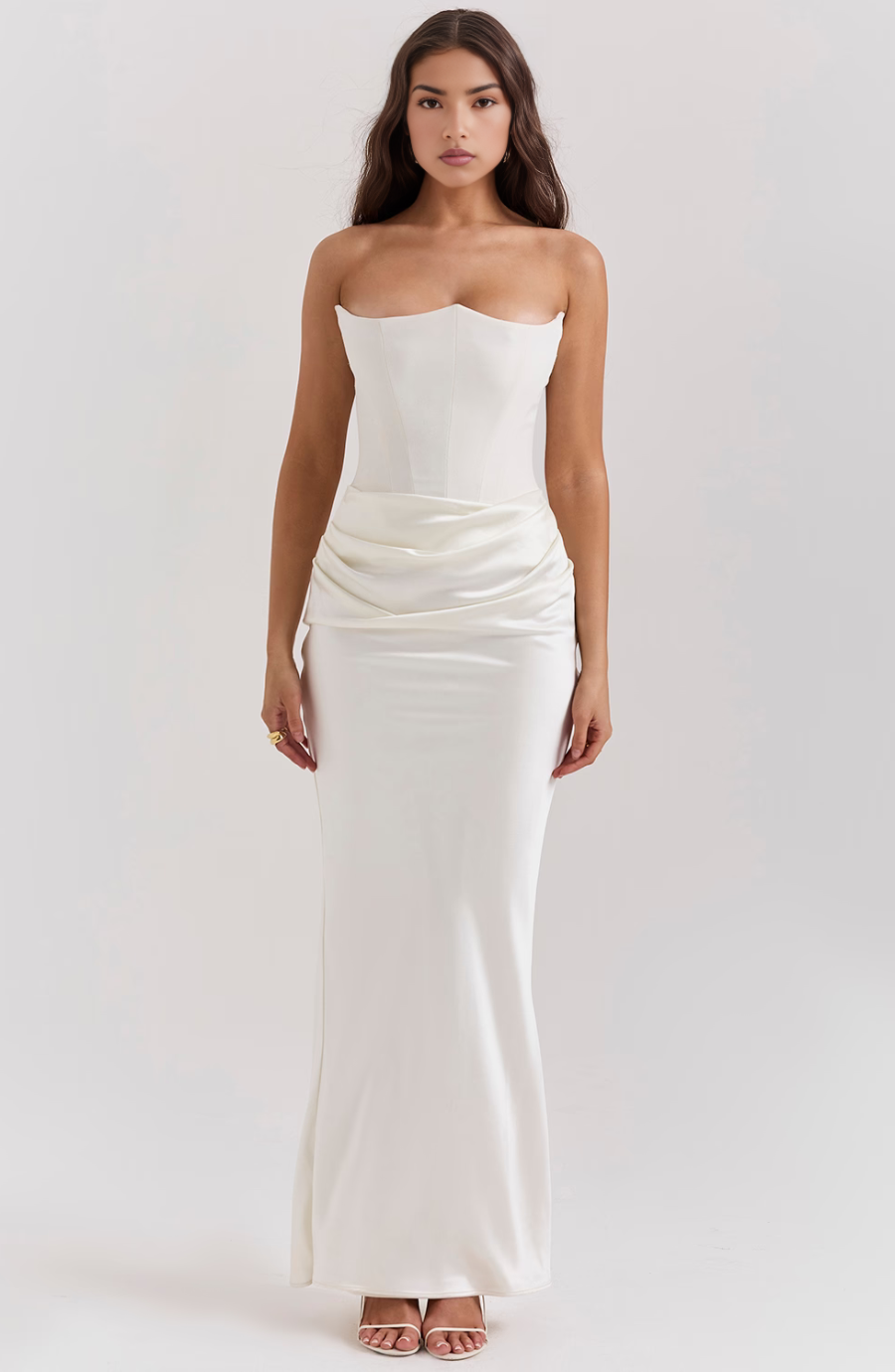 Robe de Soirée Longue Corset Sans Bretelles pour Femmes en Satin Élégante et Sculptante – Mia