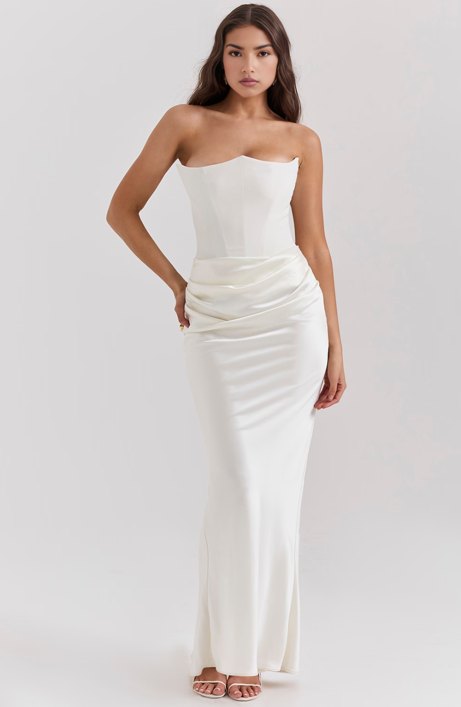 Robe de Soirée Longue Corset Sans Bretelles pour Femmes en Satin Élégante et Sculptante – Mia