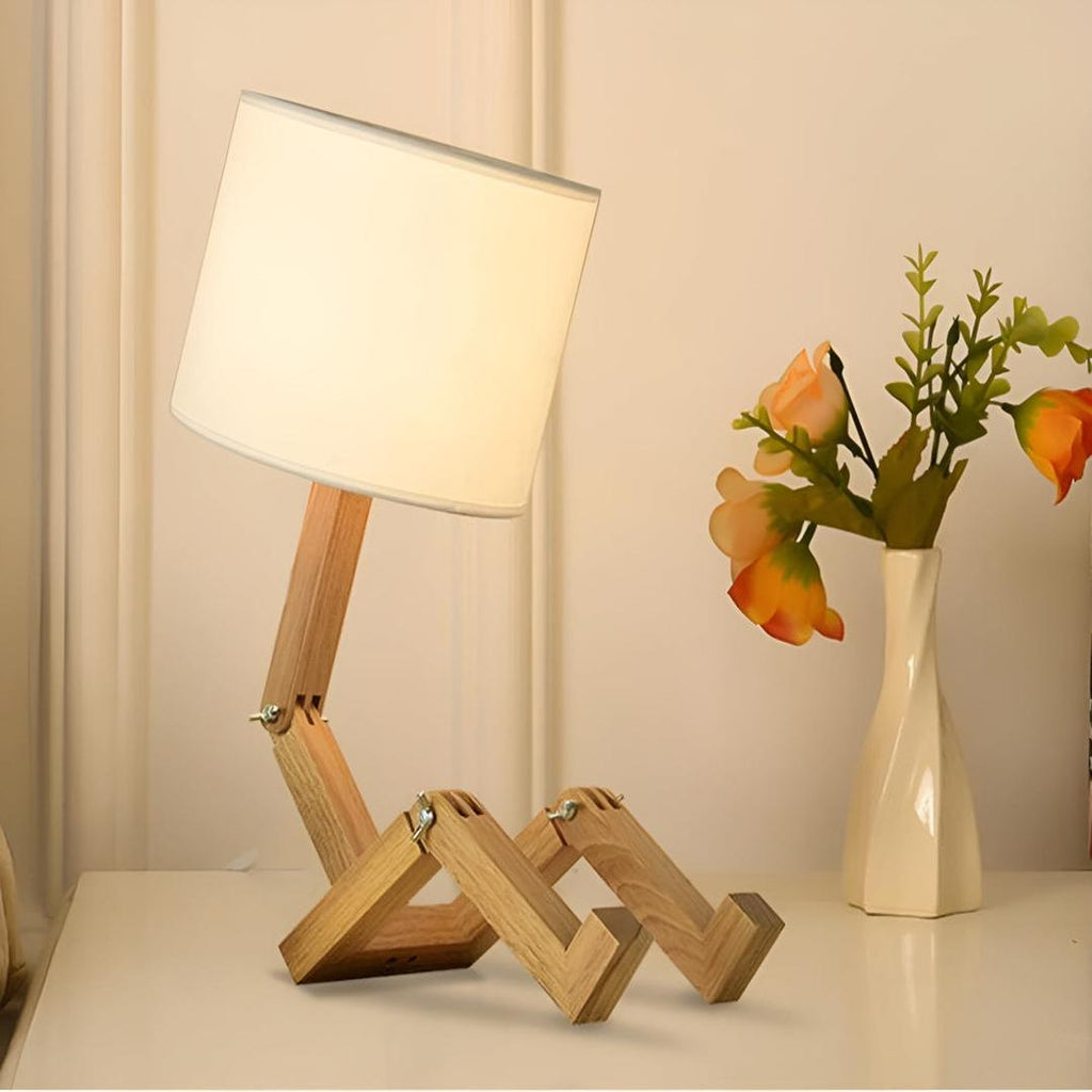 Lampe de Bureau Robot en Bois Massif | Design Original et Innovant