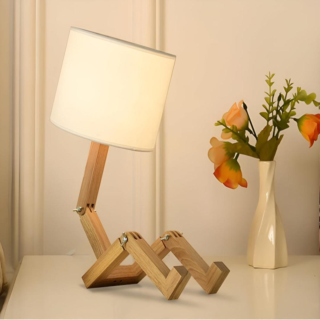 Lampe de Bureau Robot en Bois Massif | Design Original et Innovant