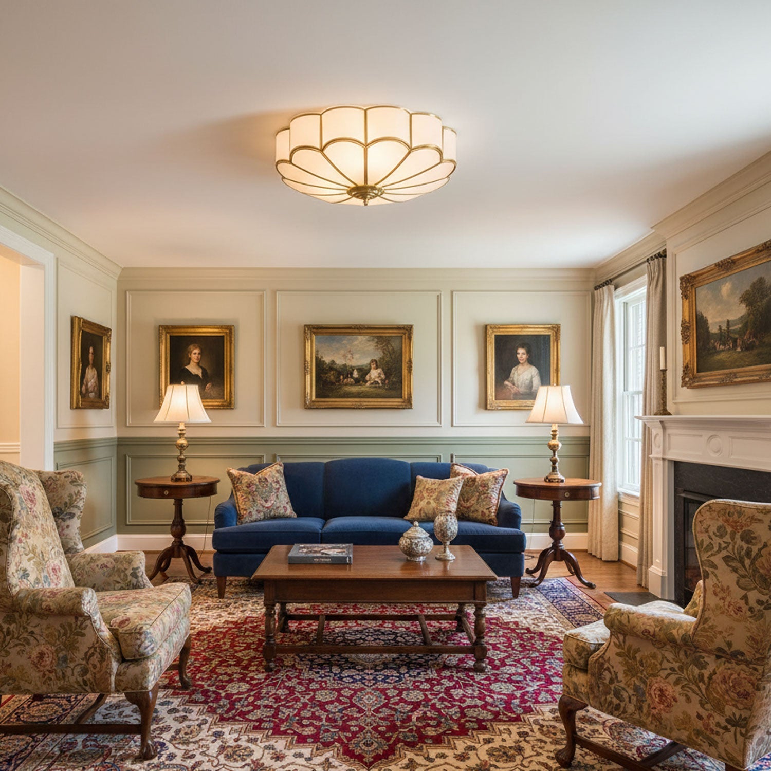 Plafonnier Encastré en Verre Forme Fleur Style Classique Élégant Salon Chambre