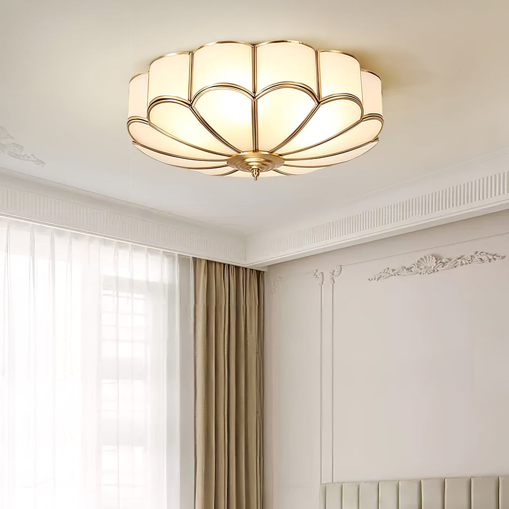 Plafonnier Encastré en Verre Forme Fleur Style Classique Élégant Salon Chambre