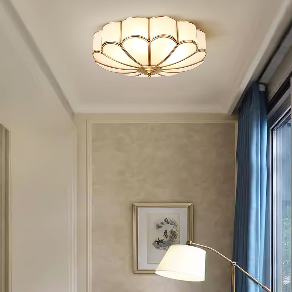 Plafonnier Encastré en Verre Forme Fleur Style Classique Élégant Salon Chambre