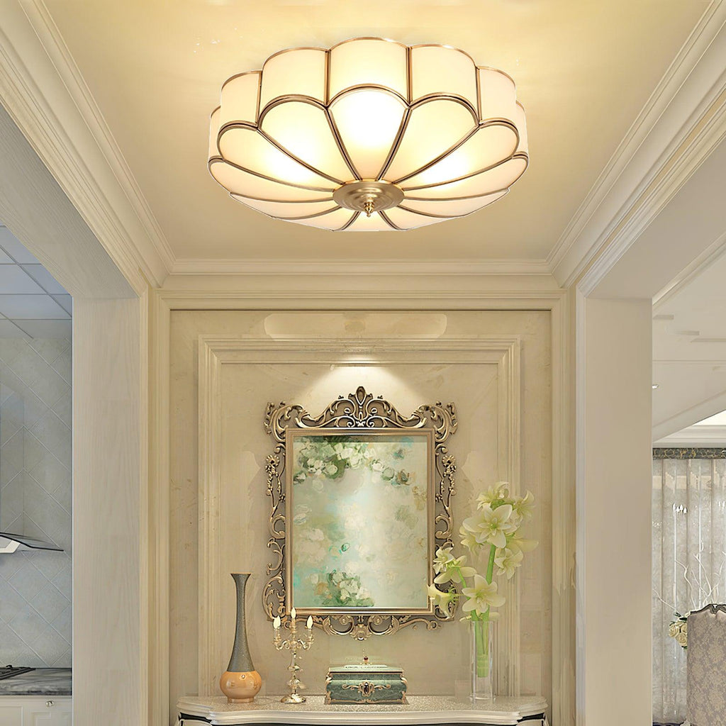Plafonnier Encastré en Verre Forme Fleur Style Classique Élégant Salon Chambre