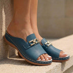 Orthopädische Damensandalen zum Hineinschlüpfen mit Schnallendetail, Blockabsatz, lässig, Sommer – Kylie