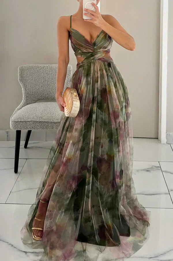 Robe Formelle Sans Manches Romantique pour Femme – Robe de Soirée Élégante Drapée Doucement & Robe de Mariée Invité