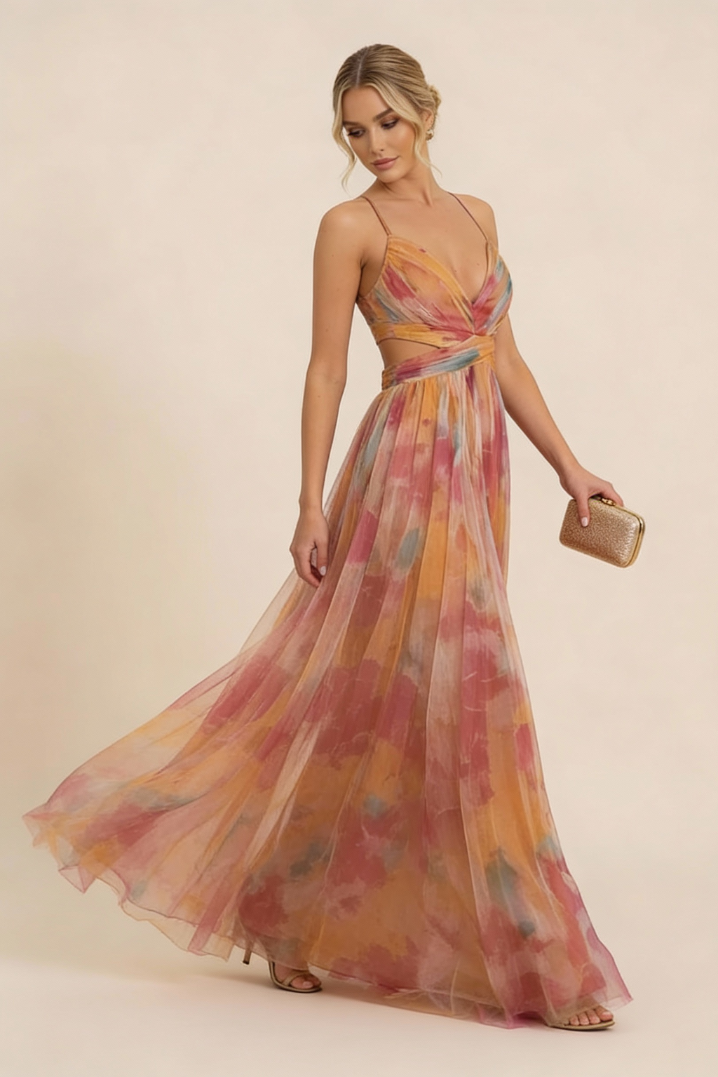 Robe Formelle Sans Manches Romantique pour Femme – Robe de Soirée Élégante Drapée Doucement & Robe de Mariée Invité
