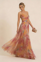 Robe Formelle Sans Manches Romantique pour Femme – Robe de Soirée Élégante Drapée Doucement & Robe de Mariée Invité