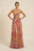 Robe Formelle Sans Manches Romantique pour Femme – Robe de Soirée Élégante Drapée Doucement & Robe de Mariée Invité