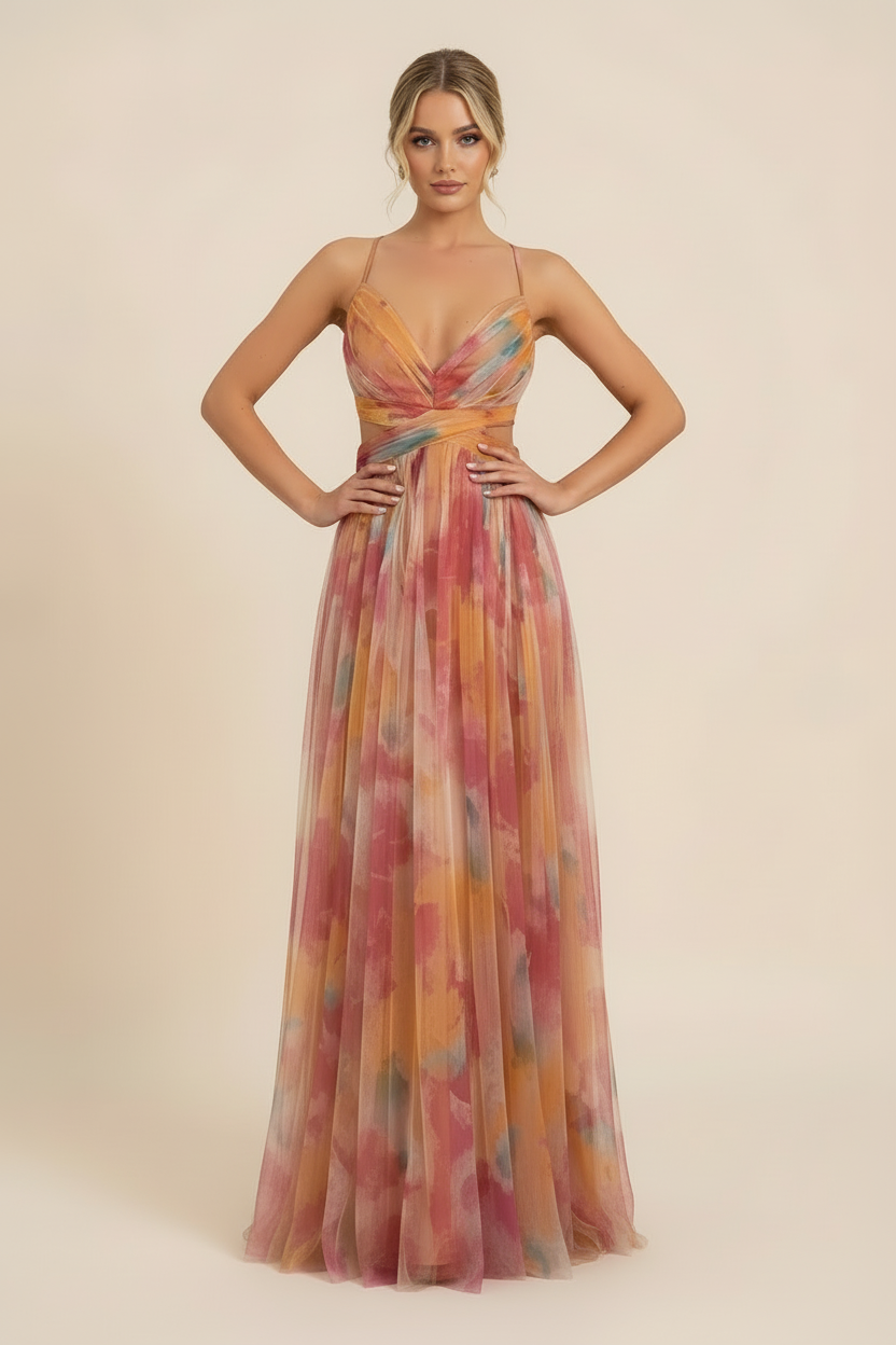 Robe Formelle Sans Manches Romantique pour Femme – Robe de Soirée Élégante Drapée Doucement & Robe de Mariée Invité