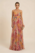 Robe Formelle Sans Manches Romantique pour Femme – Robe de Soirée Élégante Drapée Doucement & Robe de Mariée Invité