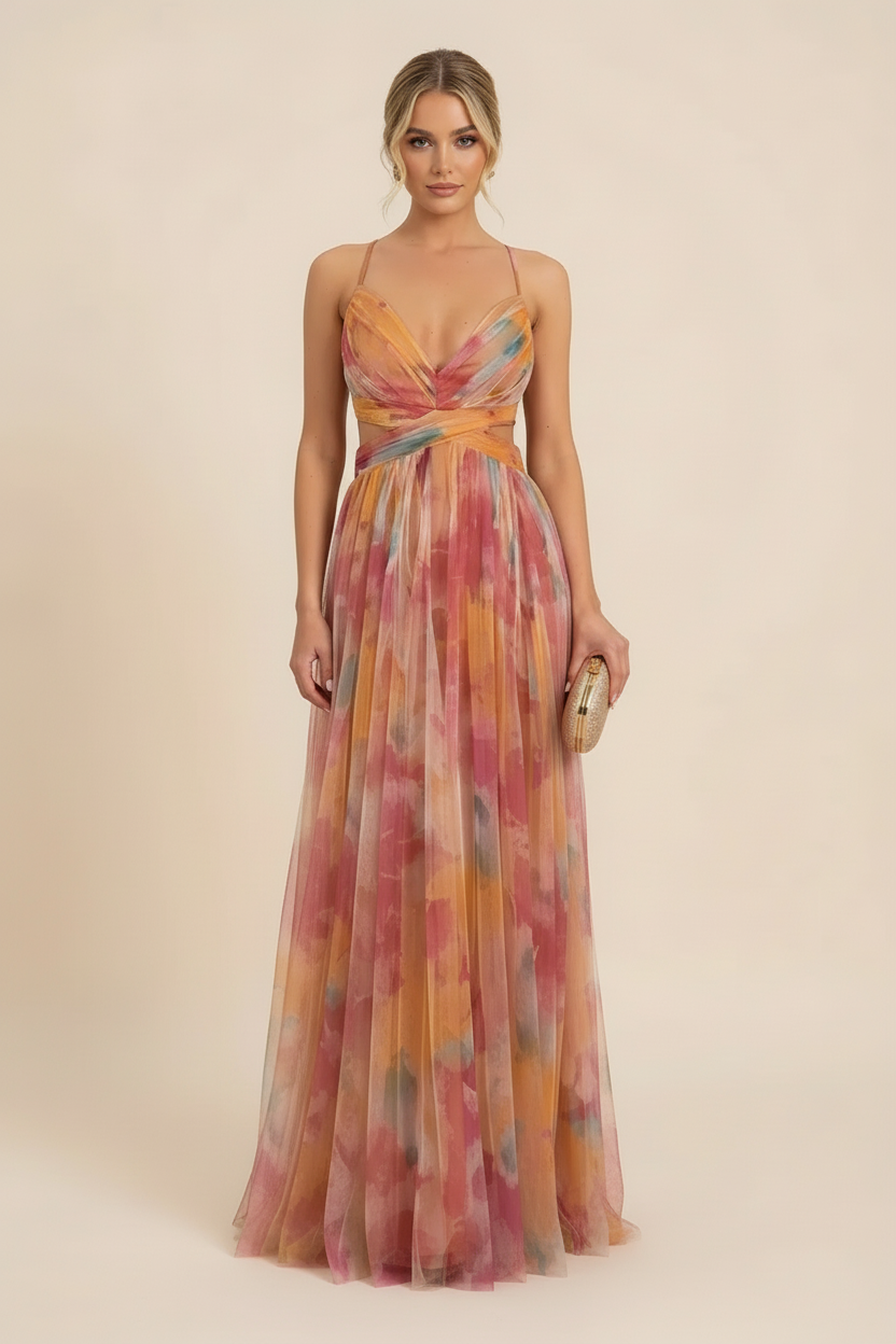 Robe Formelle Sans Manches Romantique pour Femme – Robe de Soirée Élégante Drapée Doucement & Robe de Mariée Invité