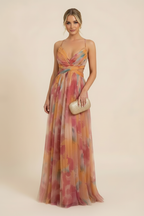 Robe Formelle Sans Manches Romantique pour Femme – Robe de Soirée Élégante Drapée Doucement & Robe de Mariée Invité
