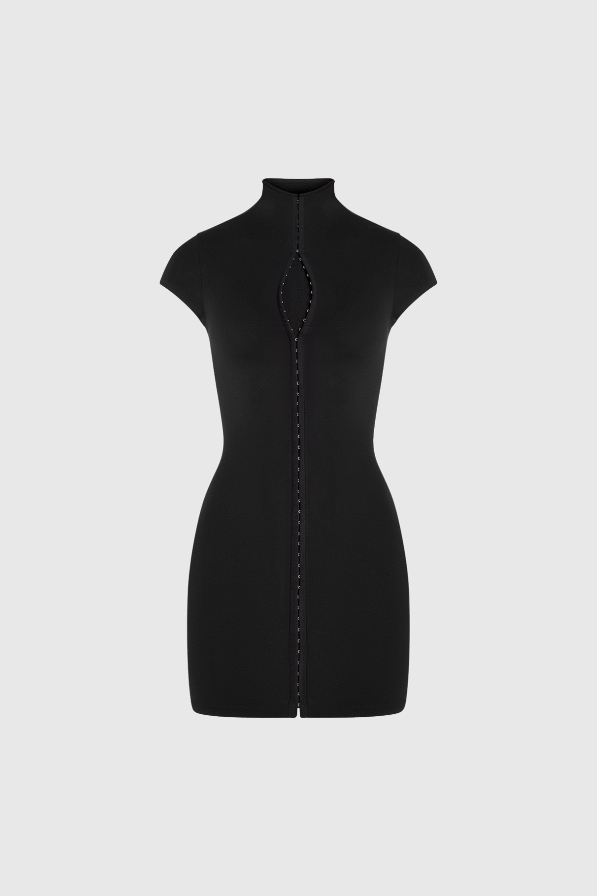 Robe Femme Mini Bodycon Col Haut Fermeture Zip Avant Découpe Crochet Sans Manches Soirée Club Cocktail Date Night Fête – Esme