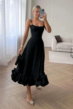 Robe de Mariage Sans Manches Midi pour Femme Silhouette Fluide Taille Définie Légère Polyvalente – Heather