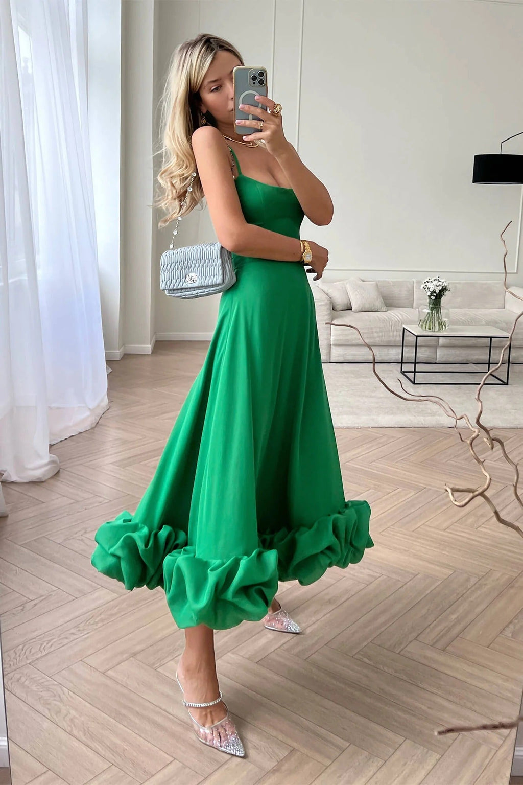Robe de Mariage Sans Manches Midi pour Femme Silhouette Fluide Taille Définie Légère Polyvalente – Heather