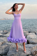 Robe de Mariage Sans Manches Midi pour Femme Silhouette Fluide Taille Définie Légère Polyvalente – Heather