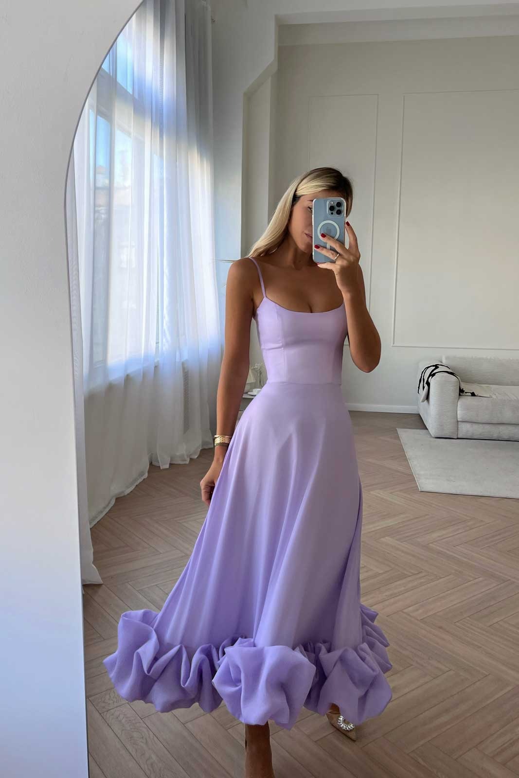 Robe de Mariage Sans Manches Midi pour Femme Silhouette Fluide Taille Définie Légère Polyvalente – Heather