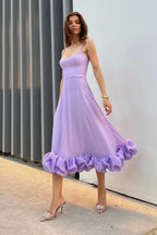 Robe de Mariage Sans Manches Midi pour Femme Silhouette Fluide Taille Définie Légère Polyvalente – Heather