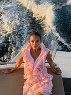 Robe Femme Mini Volants Épaules Dénudées Décolleté V Fermeture Nœud Dos Sans Manches Cocktail Soirée Date Night Fête Cérémonie Été Formelle – Jazlyn