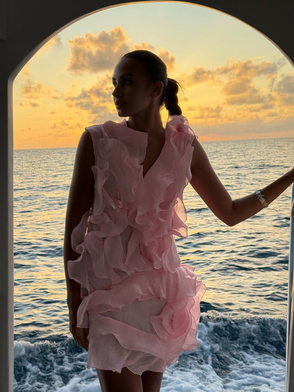 Robe Femme Mini Volants Épaules Dénudées Décolleté V Fermeture Nœud Dos Sans Manches Cocktail Soirée Date Night Fête Cérémonie Été Formelle – Jazlyn