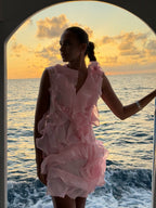Robe Femme Mini Volants Épaules Dénudées Décolleté V Fermeture Nœud Dos Sans Manches Cocktail Soirée Date Night Fête Cérémonie Été Formelle – Jazlyn
