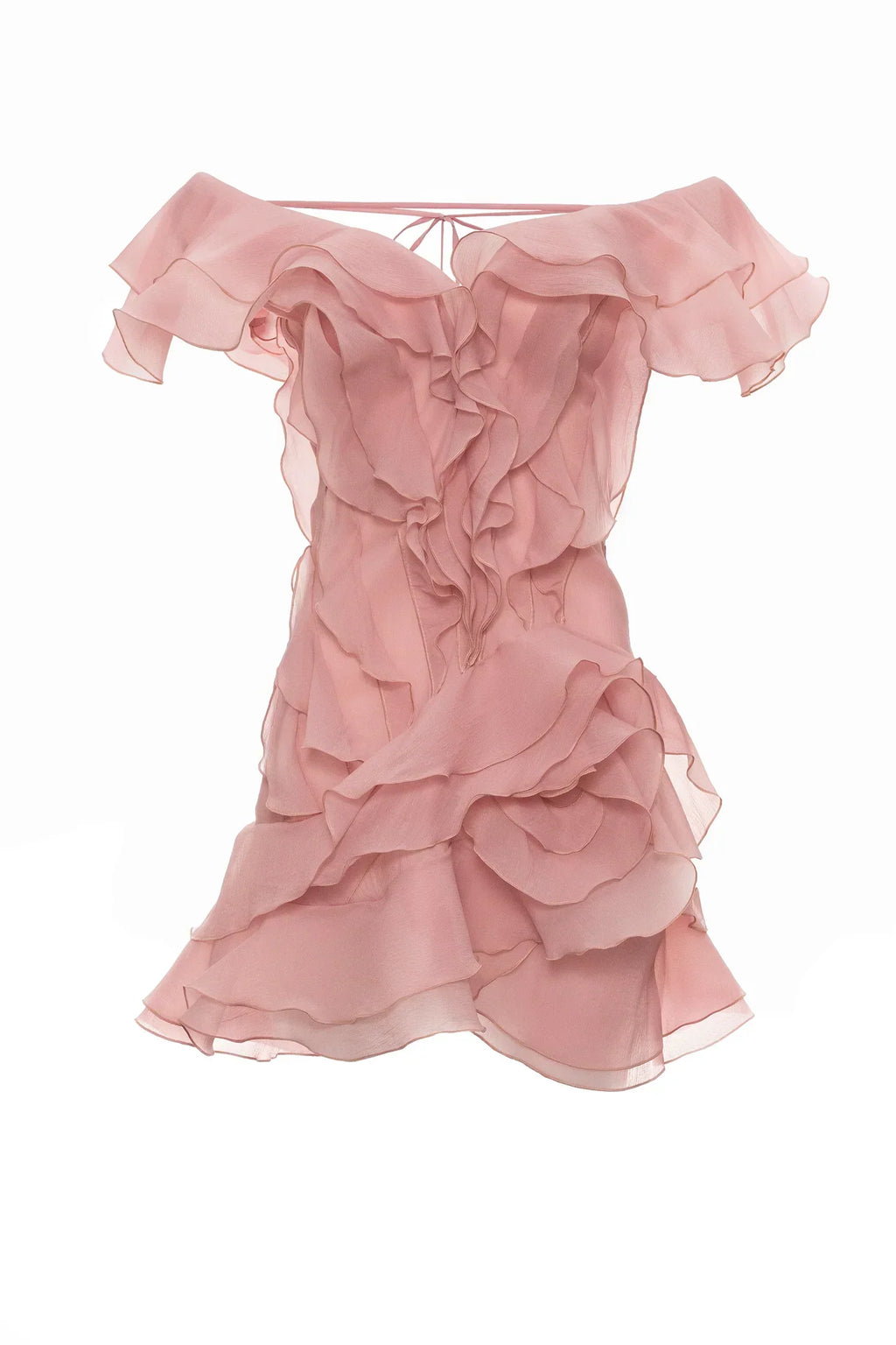 Robe Femme Mini Volants Épaules Dénudées Décolleté V Fermeture Nœud Dos Sans Manches Cocktail Soirée Date Night Fête Cérémonie Été Formelle – Jazlyn