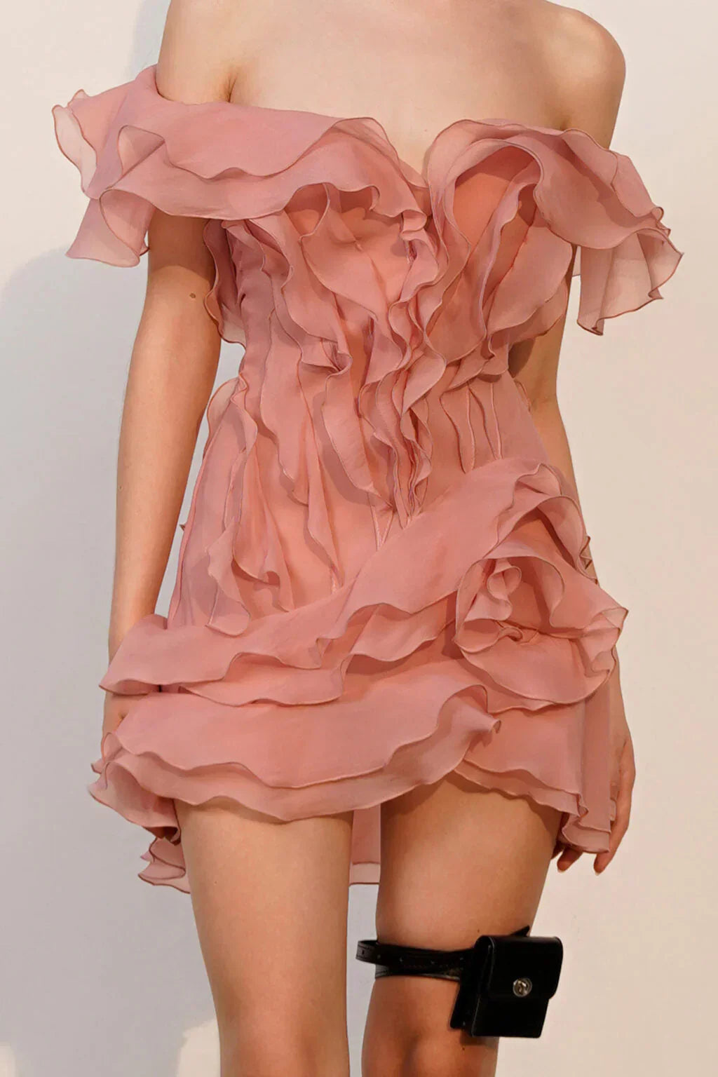 Robe Femme Mini Volants Épaules Dénudées Décolleté V Fermeture Nœud Dos Sans Manches Cocktail Soirée Date Night Fête Cérémonie Été Formelle – Jazlyn