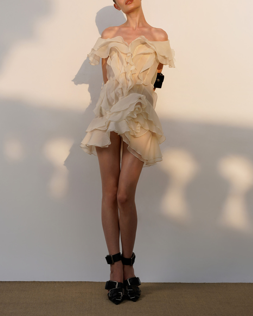 Robe Femme Mini Volants Épaules Dénudées Décolleté V Fermeture Nœud Dos Sans Manches Cocktail Soirée Date Night Fête Cérémonie Été Formelle – Jazlyn