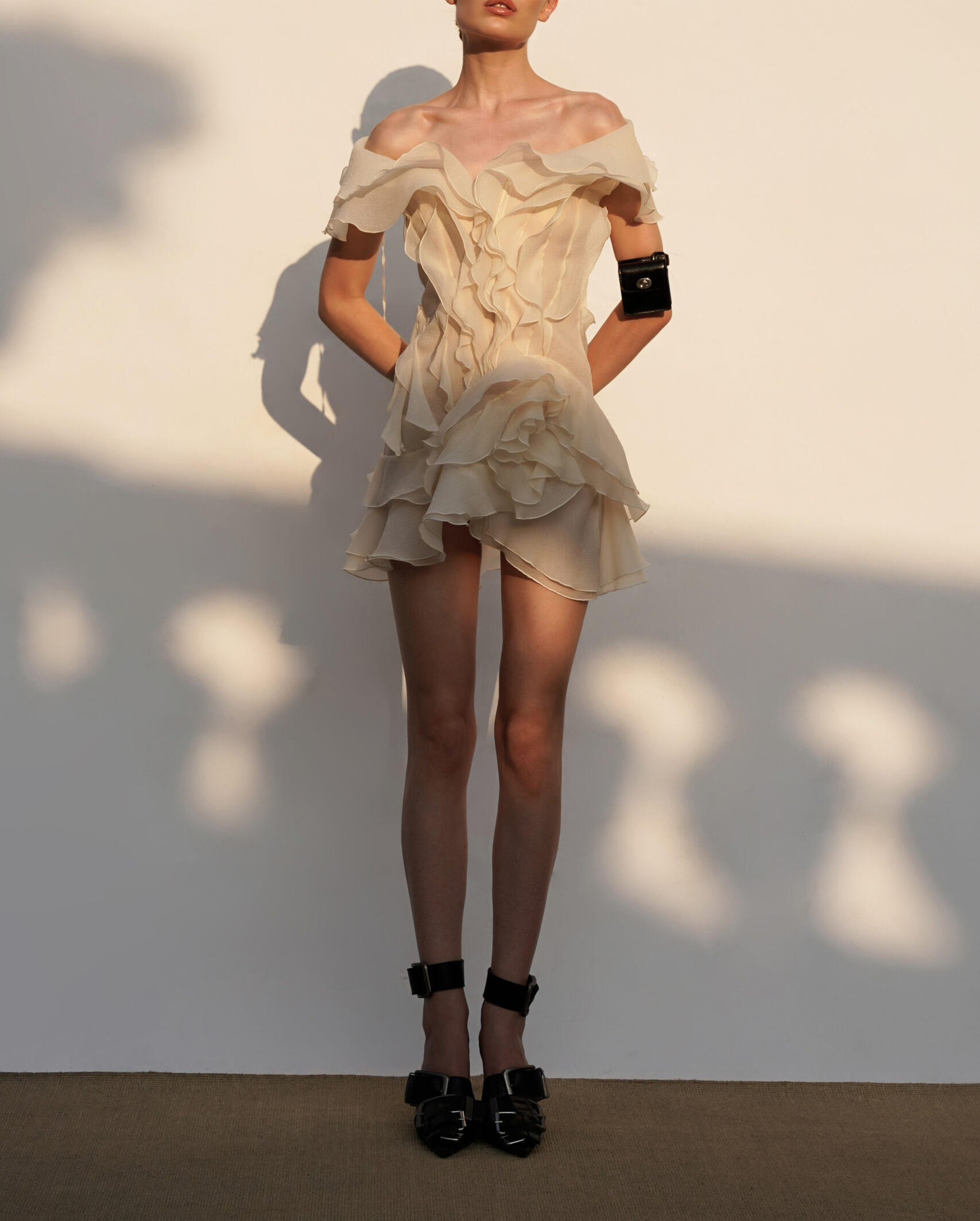 Robe Femme Mini Volants Épaules Dénudées Décolleté V Fermeture Nœud Dos Sans Manches Cocktail Soirée Date Night Fête Cérémonie Été Formelle – Jazlyn