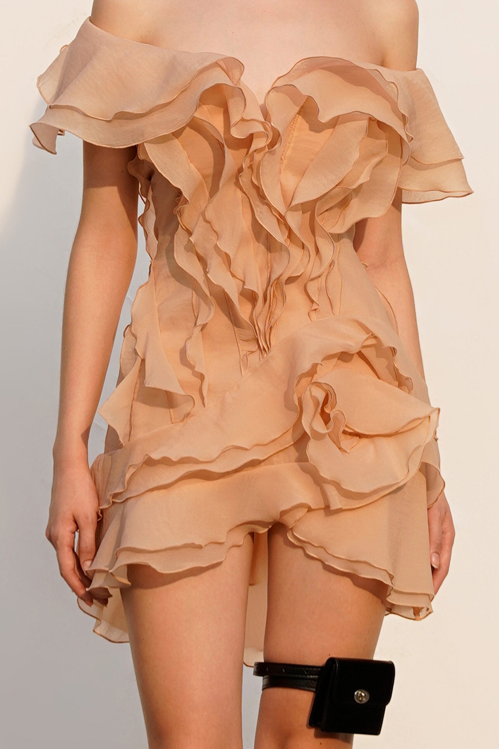 Robe Femme Mini Volants Épaules Dénudées Décolleté V Fermeture Nœud Dos Sans Manches Cocktail Soirée Date Night Fête Cérémonie Été Formelle – Jazlyn