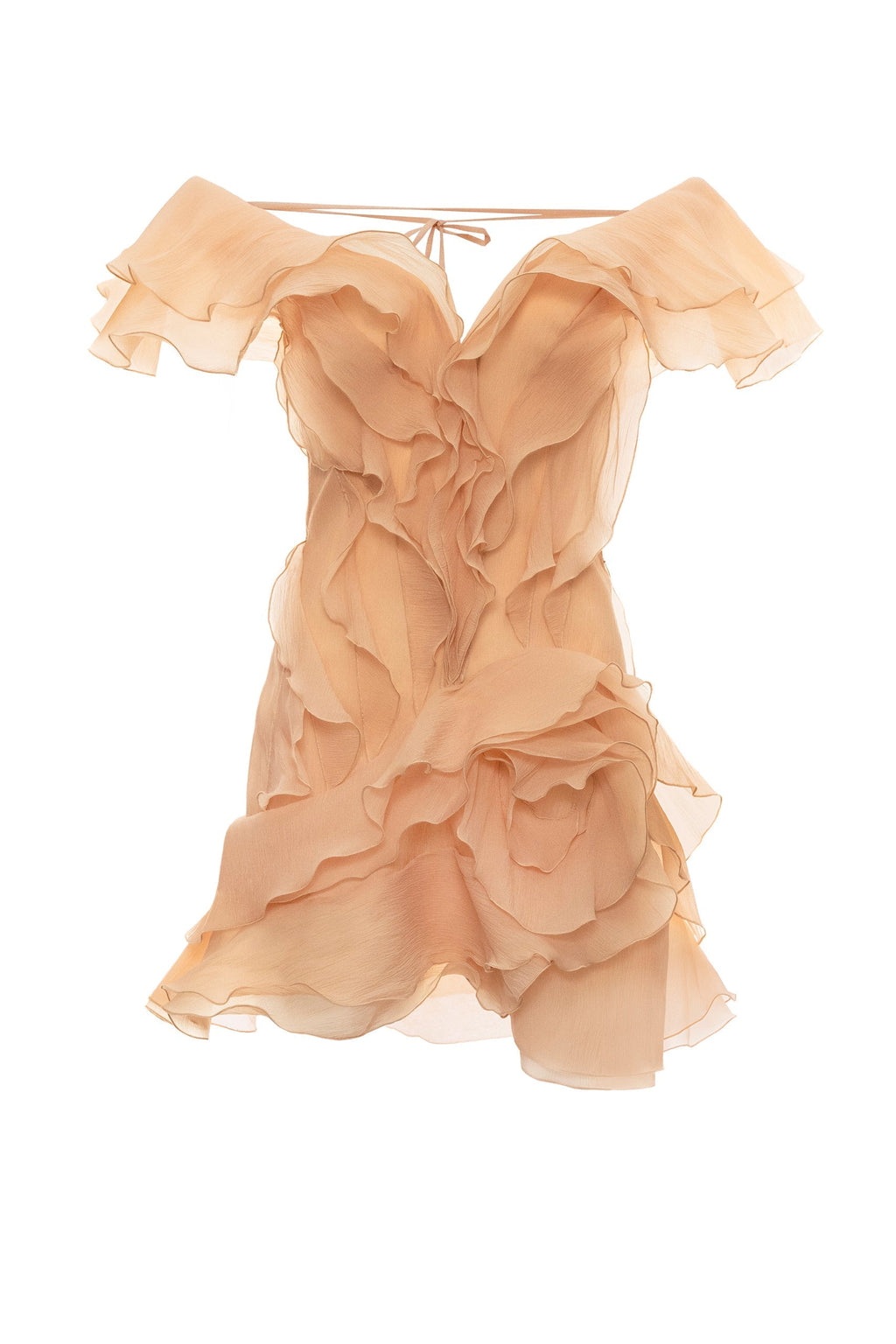 Robe Femme Mini Volants Épaules Dénudées Décolleté V Fermeture Nœud Dos Sans Manches Cocktail Soirée Date Night Fête Cérémonie Été Formelle – Jazlyn